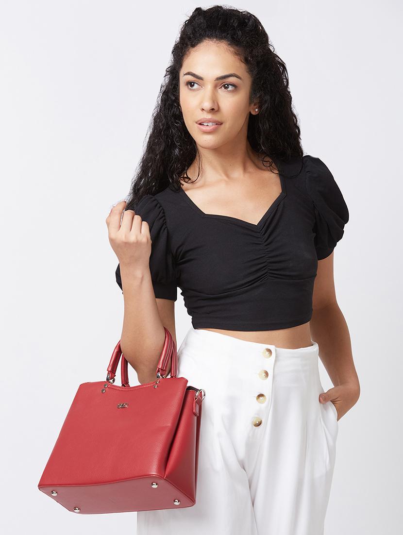 women solid leatherette handbag - 20405861 - Standard Image - 5