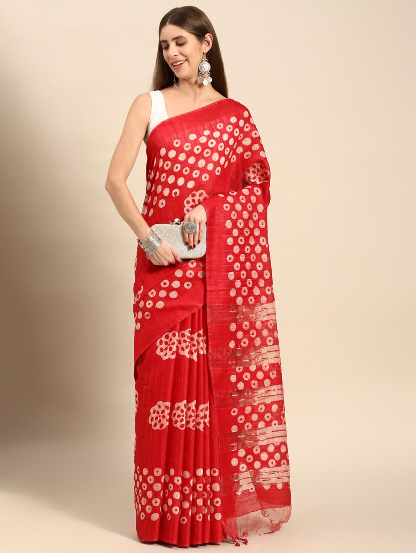 women's bandhani maroon colored saree with blouse - 20405972 - Zoom Image - 0