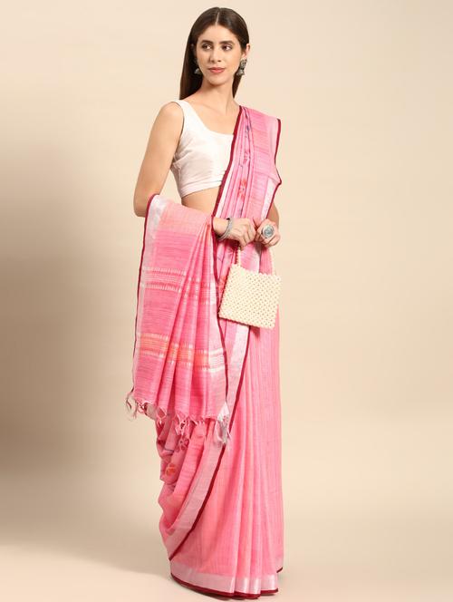 women's self design pink colored saree with blouse - 20405989 -  Standard Image - 0