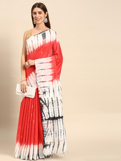 women's tie & dye red colored saree with blouse - 20405990 -  Standard Image - 0