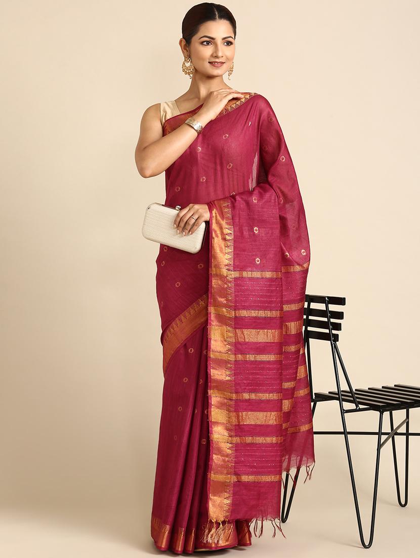 women's self design purple colored saree with blouse