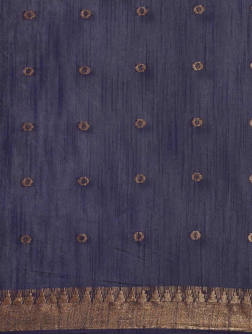 women's self design indigo colored saree with blouse - 20406031 - Standard Image - 5