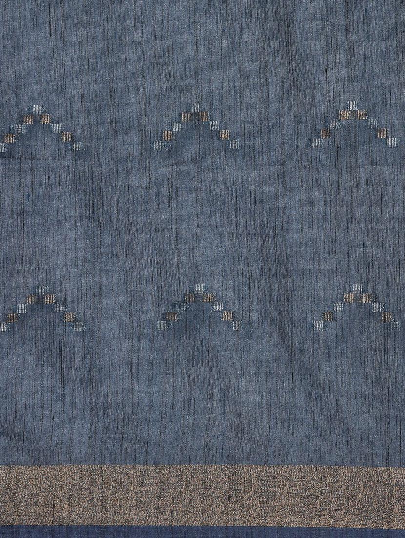 women's self design navy blue colored saree with blouse - 20406047 - Standard Image - 5