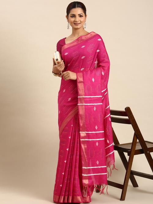 women's ikat pink colored saree with blouse - 20406049 - Standard Image - 0