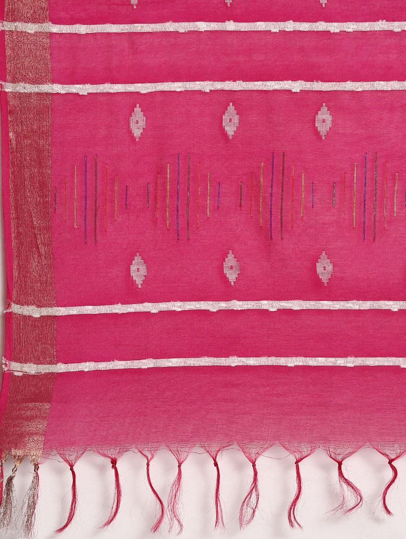 women's ikat pink colored saree with blouse - 20406049 - Standard Image - 3