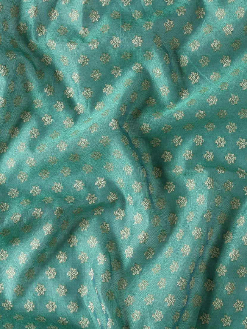 women's self design teal colored saree with blouse - 20406057 - Standard Image - 3