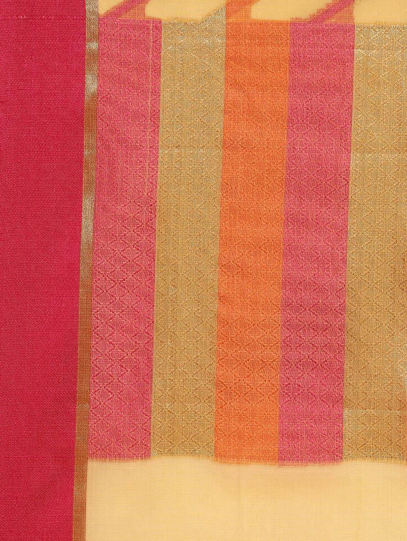 women's stripes yellow colored saree with blouse - 20406060 - Standard Image - 3