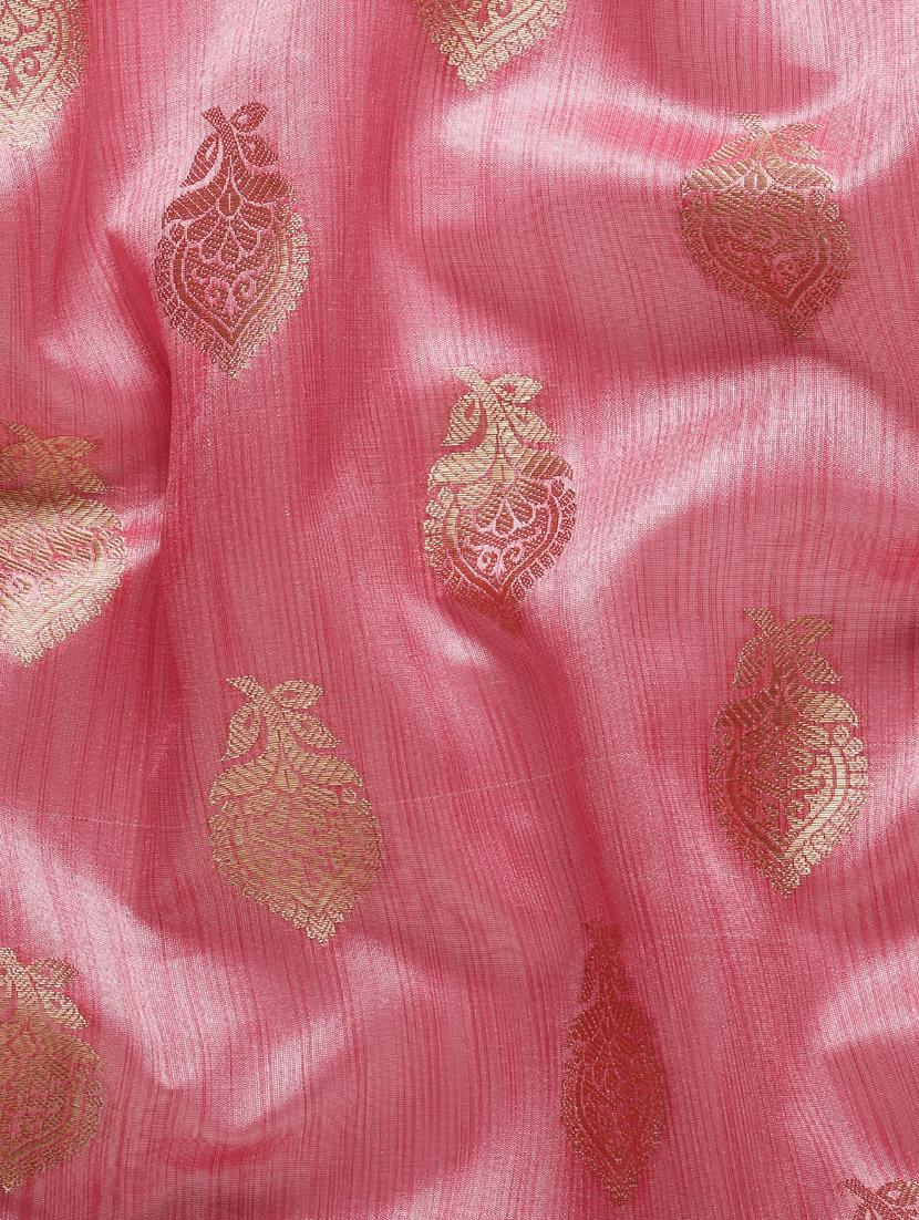 pink self design banarasi saree with blouse - 20406091 - Standard Image - 3