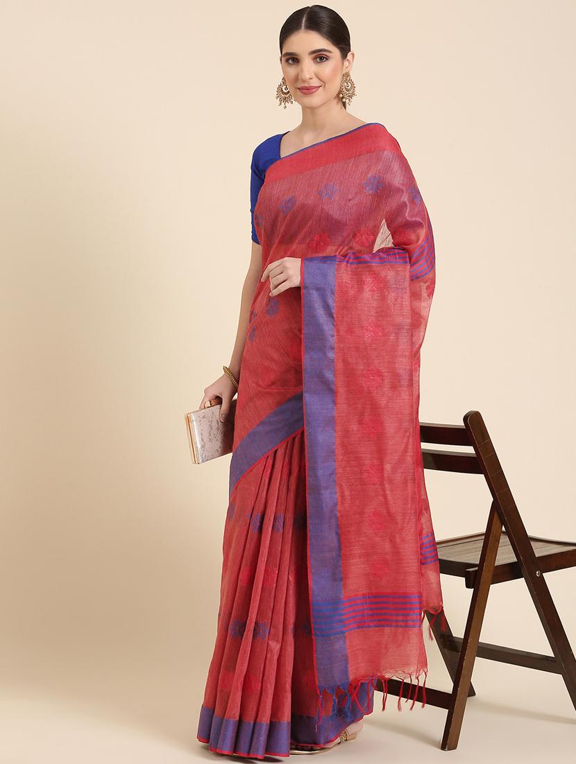 women's self design red colored saree with blouse - 20406113 - Zoom Image - 0