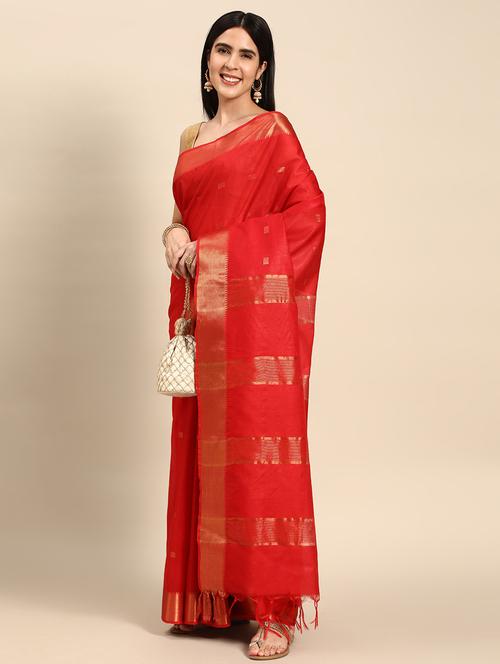 women's self design red colored saree with blouse - 20406267 - Standard Image - 0