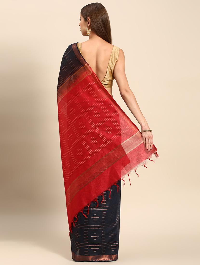 women's ombre navy blue colored saree with blouse - 20406273 - Standard Image - 3