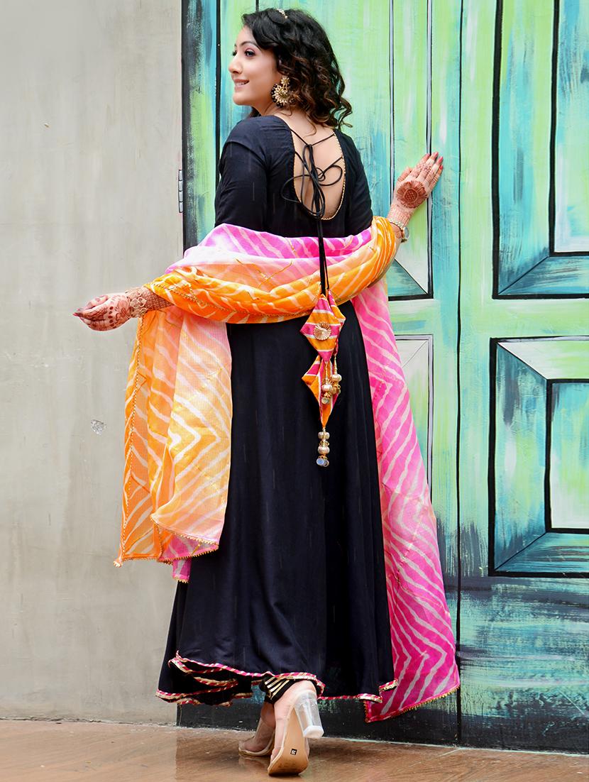 women black anarkali kurta pant set - 20406775 - Standard Image - 3