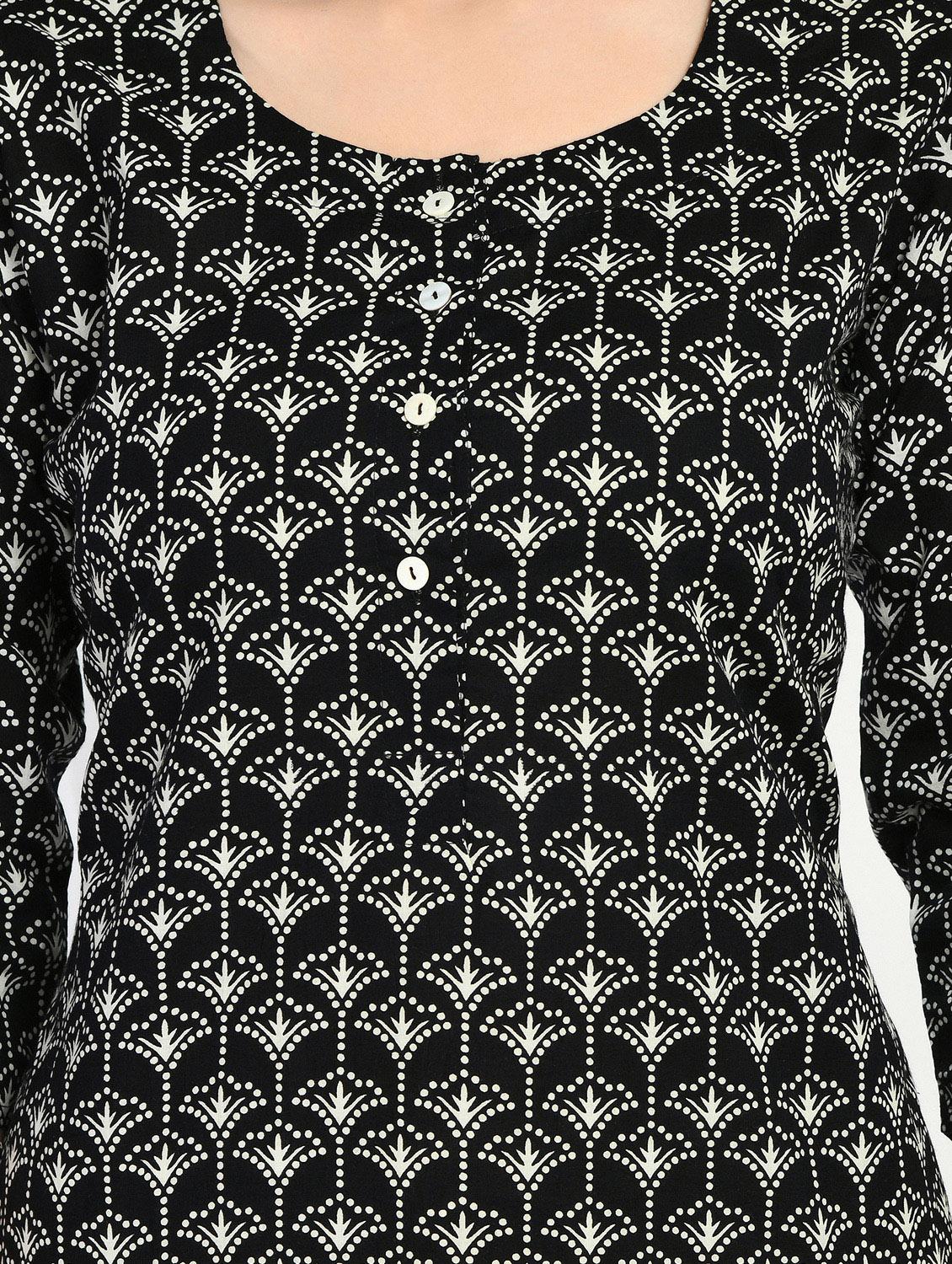 women black round neck straight kurta - 20408034 - Standard Image - 3