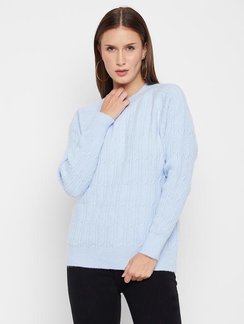 women light blue wool regular pullover - 20409203 - Standard Image - 0