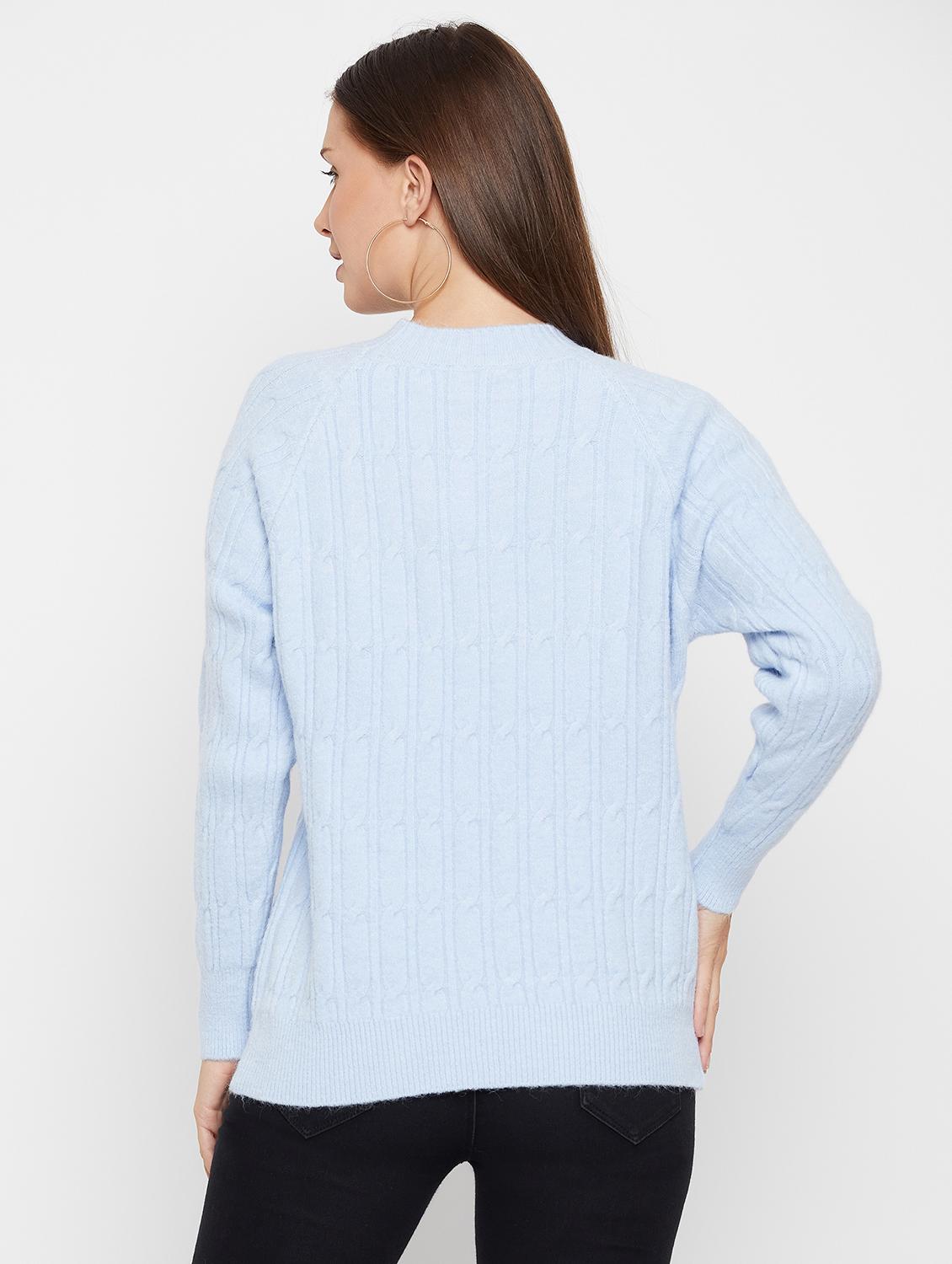 women light blue wool regular pullover - 20409203 - Standard Image - 3