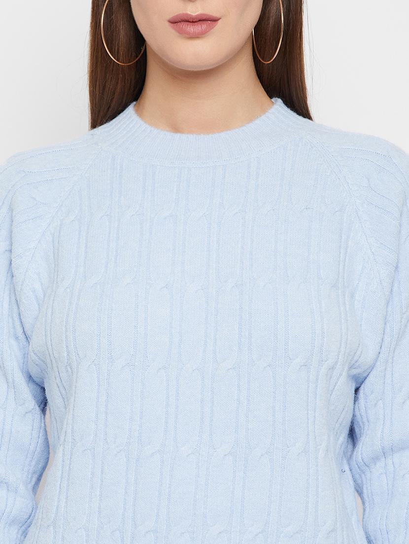 women light blue wool regular pullover - 20409203 - Standard Image - 5
