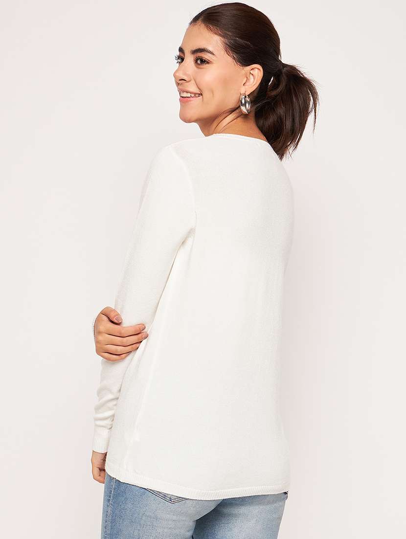 women white wool regular pullover - 20409209 -  Standard Image - 3