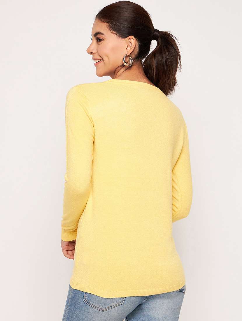 women yellow wool regular pullover - 20409210 -  Standard Image - 3