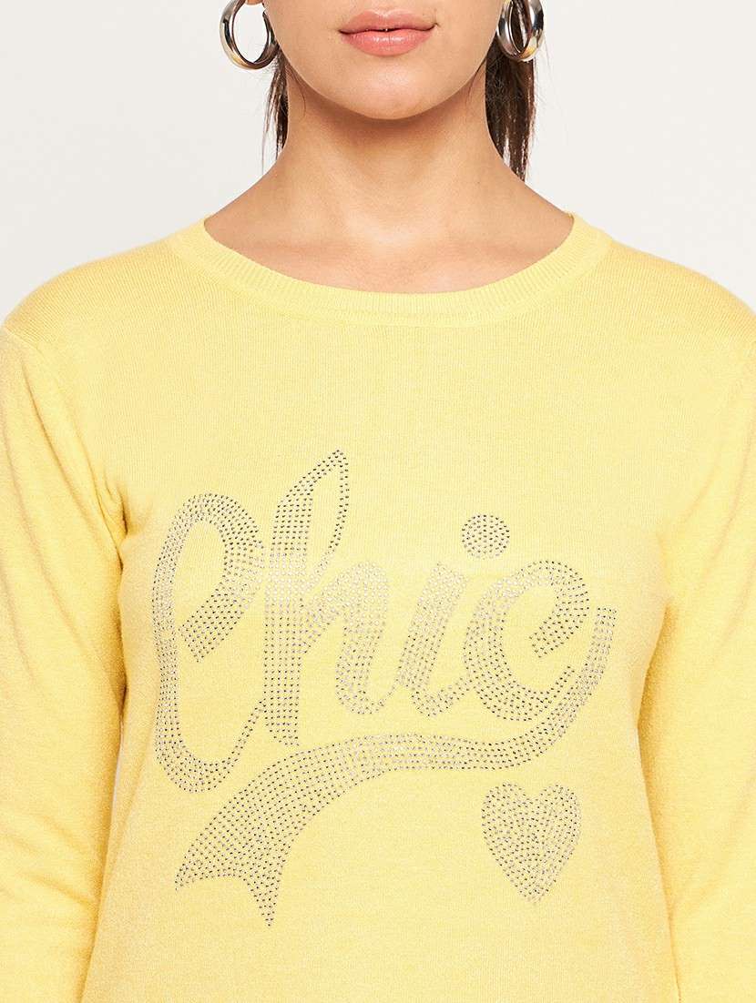 women yellow wool regular pullover - 20409210 -  Standard Image - 5