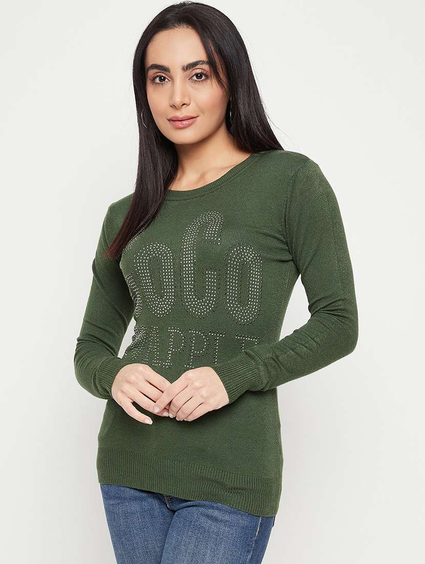 women green wool regular pullover - 20409212 -  Zoom Image - 0