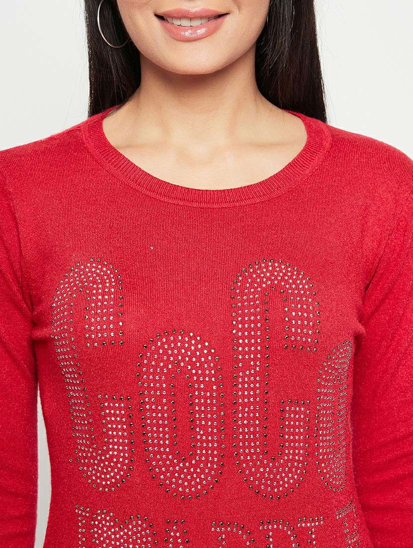 women red wool regular pullover - 20409214 - Standard Image - 5