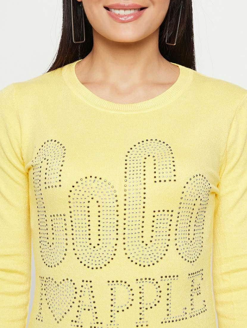women yellow wool regular pullover - 20409216 - Standard Image - 5