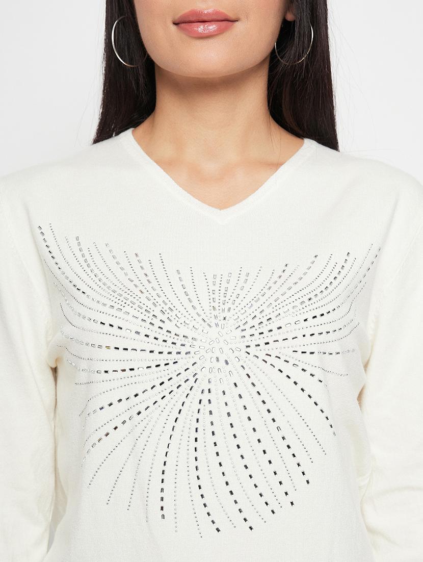 women white wool regular pullover - 20409219 - Standard Image - 5
