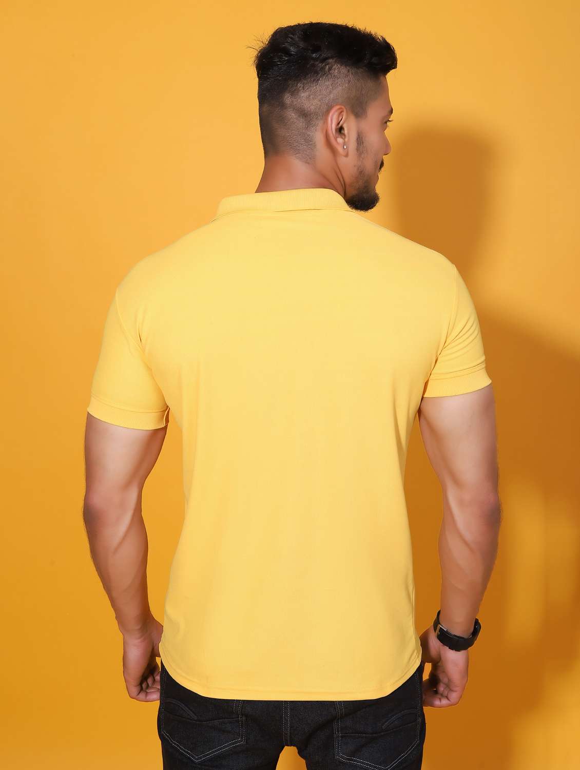 men solid mustard cotton blend polo t-shirt - 20409259 -  Standard Image - 3
