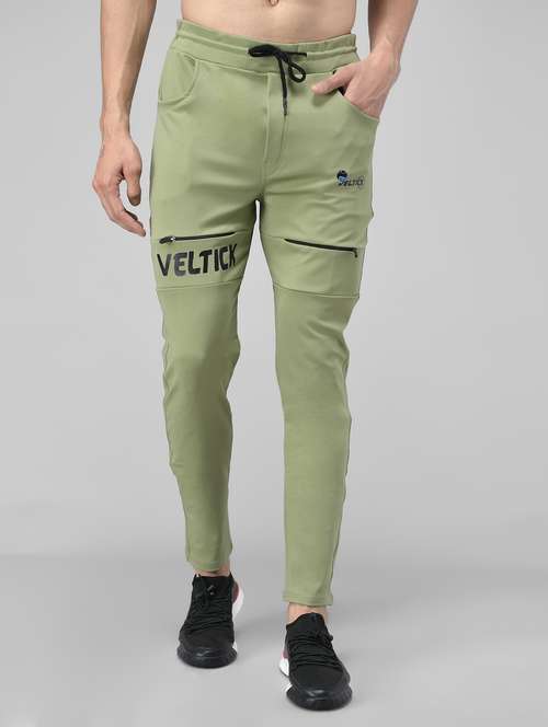 men olive placement printed ankle length track pant - 20409358 -  Standard Image - 0