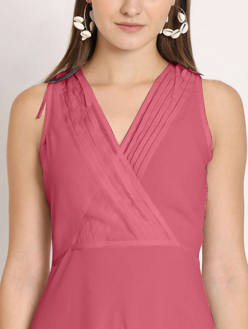 women dusty pink georgette a-line dress - 20409389 -  Standard Image - 5