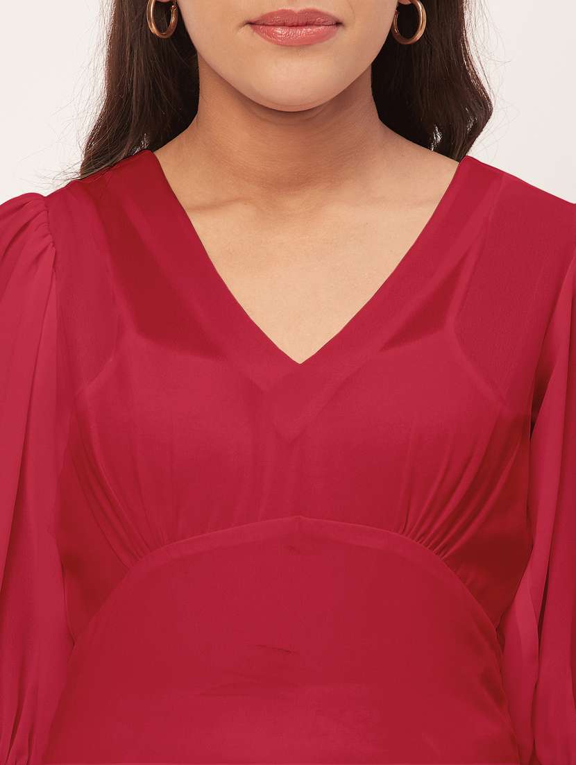 women red georgette a-line dress - 20409390 -  Standard Image - 5