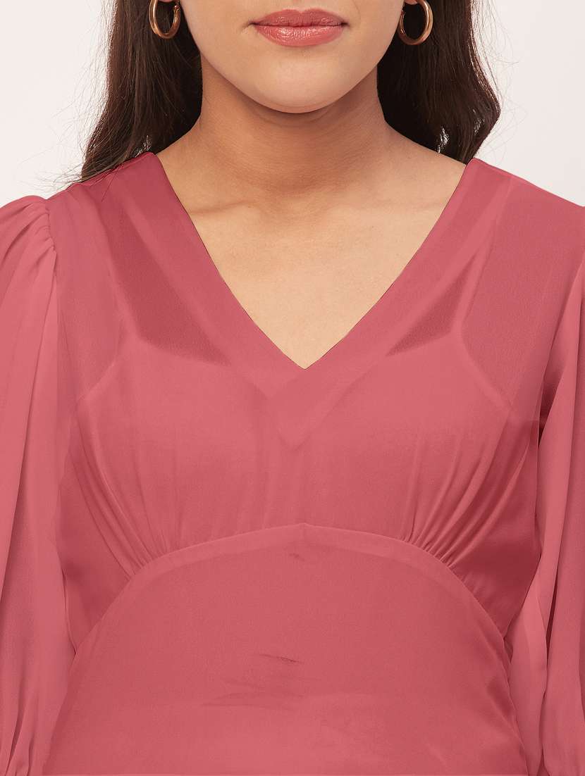 women dusty pink georgette a-line dress - 20409395 -  Standard Image - 5