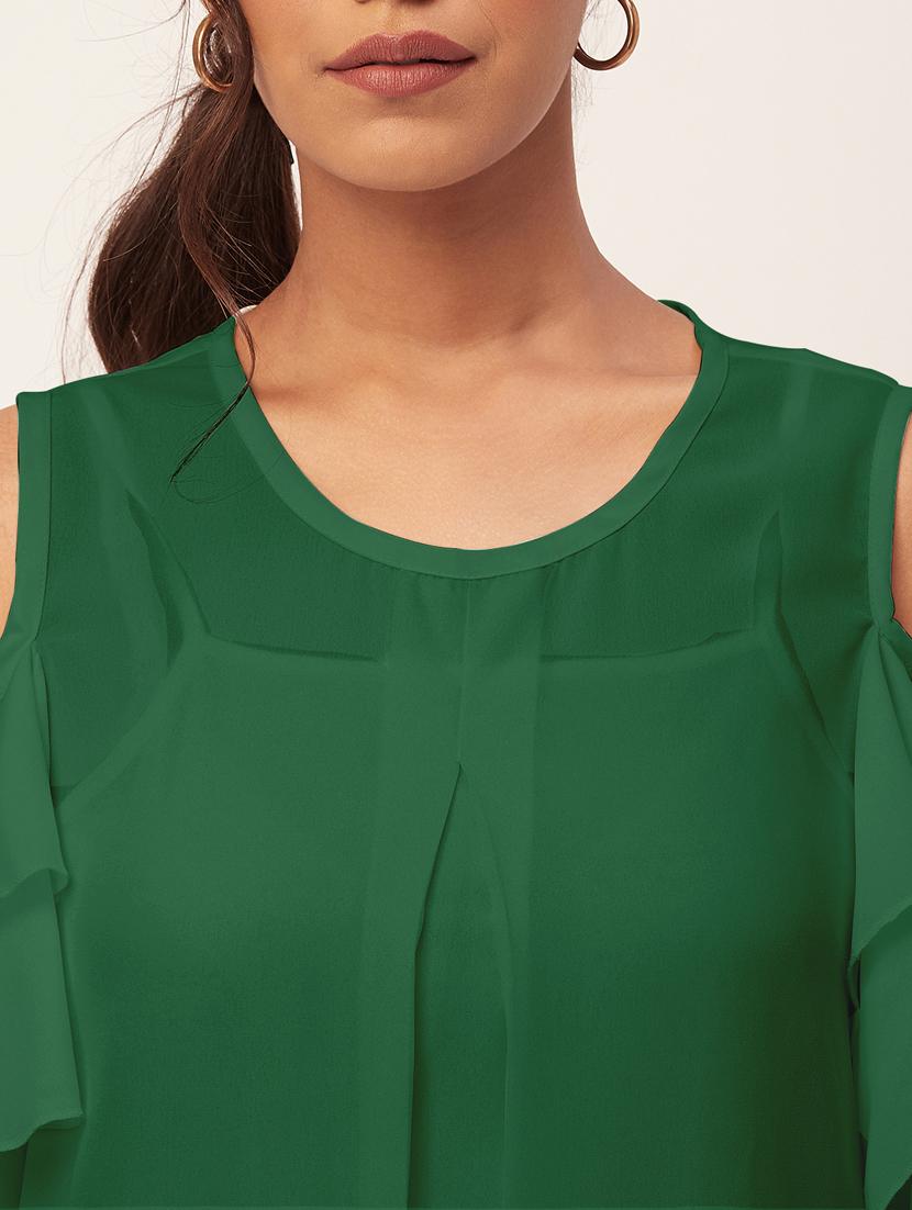 women green georgette a-line dress - 20409399 - Standard Image - 5