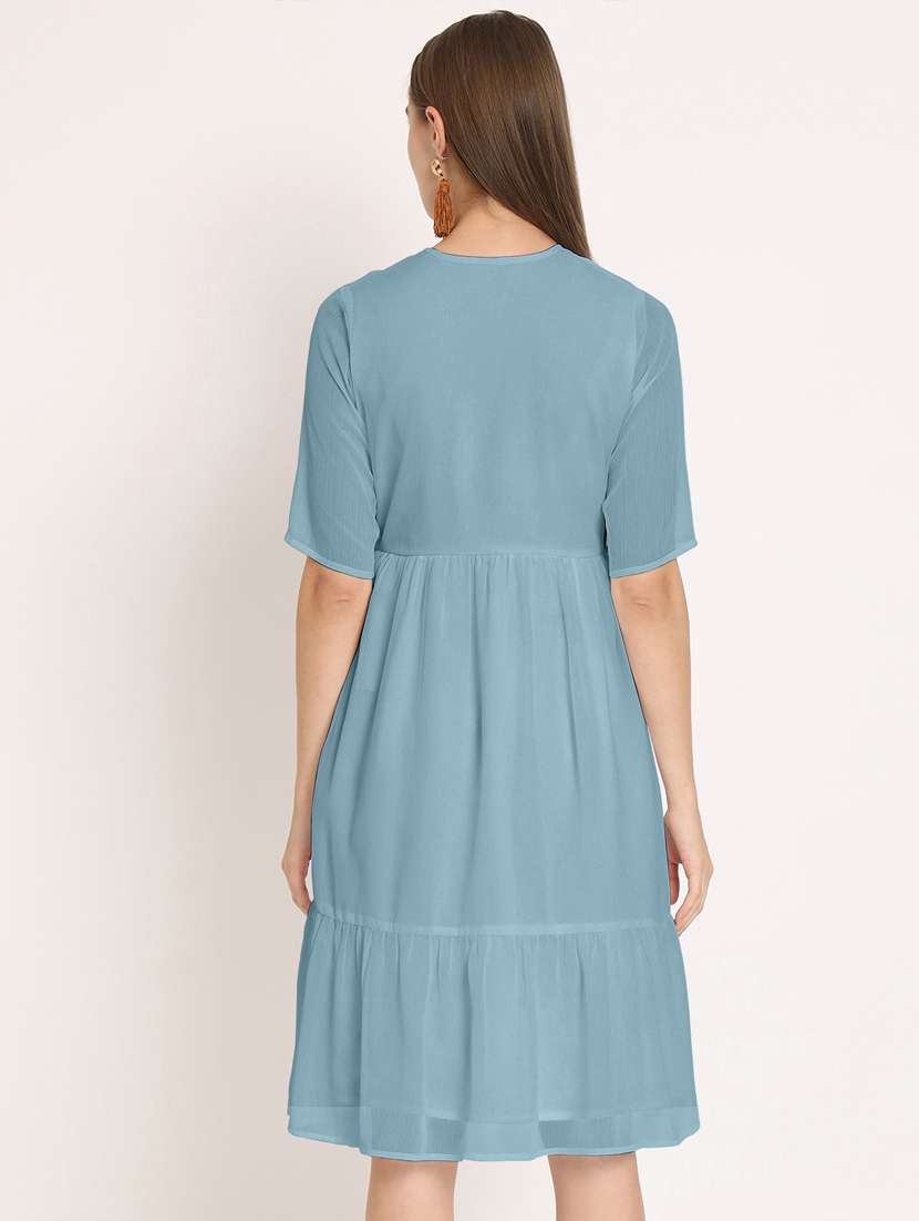 women blue poly chiffon tiered dress  - 20409405 -  Standard Image - 3