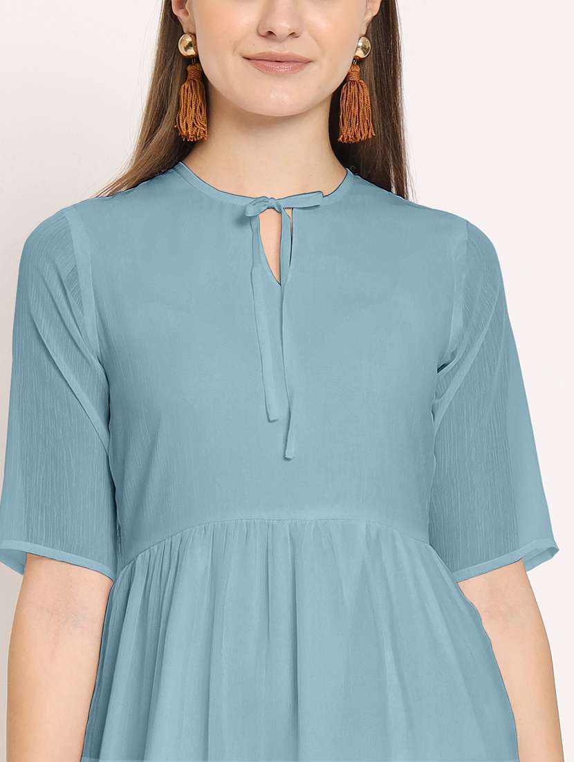 women blue poly chiffon tiered dress  - 20409405 -  Standard Image - 5