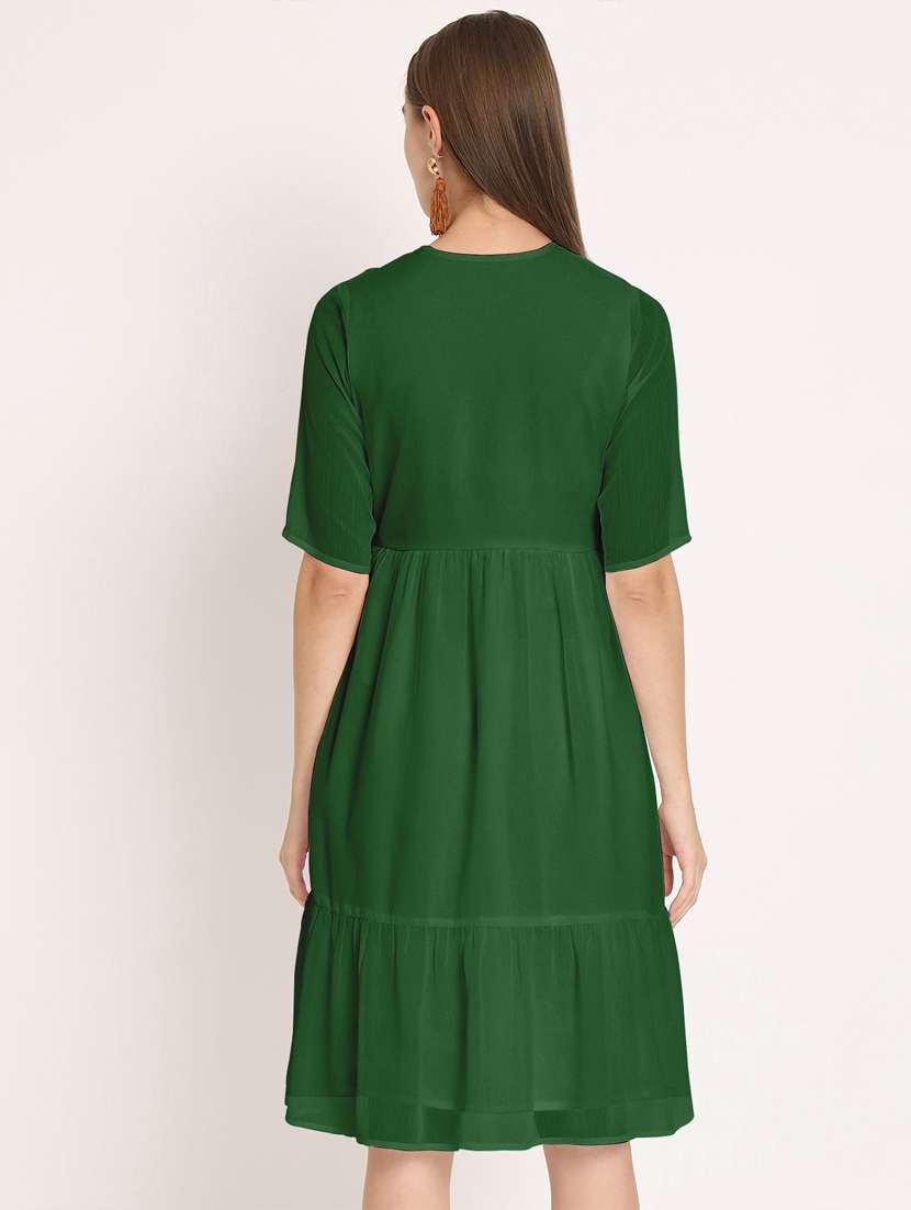 women green poly chiffon tiered dress - 20409409 -  Standard Image - 3