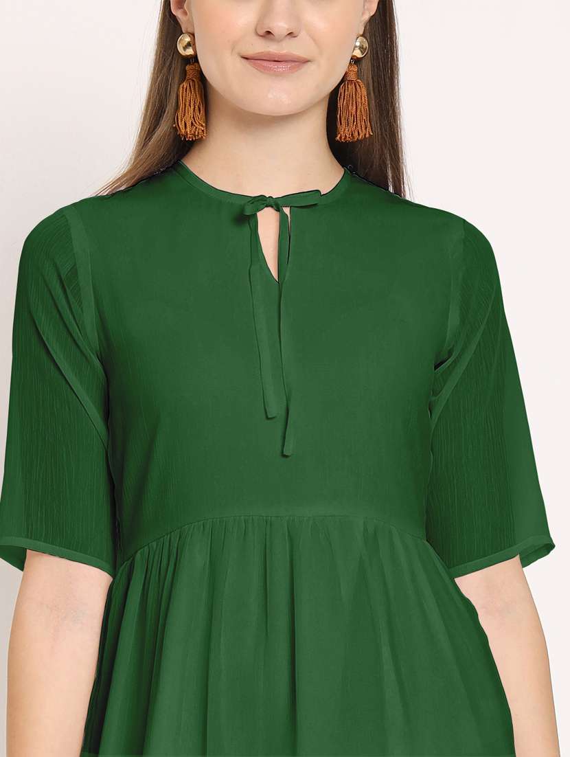 women green poly chiffon tiered dress - 20409409 -  Standard Image - 5