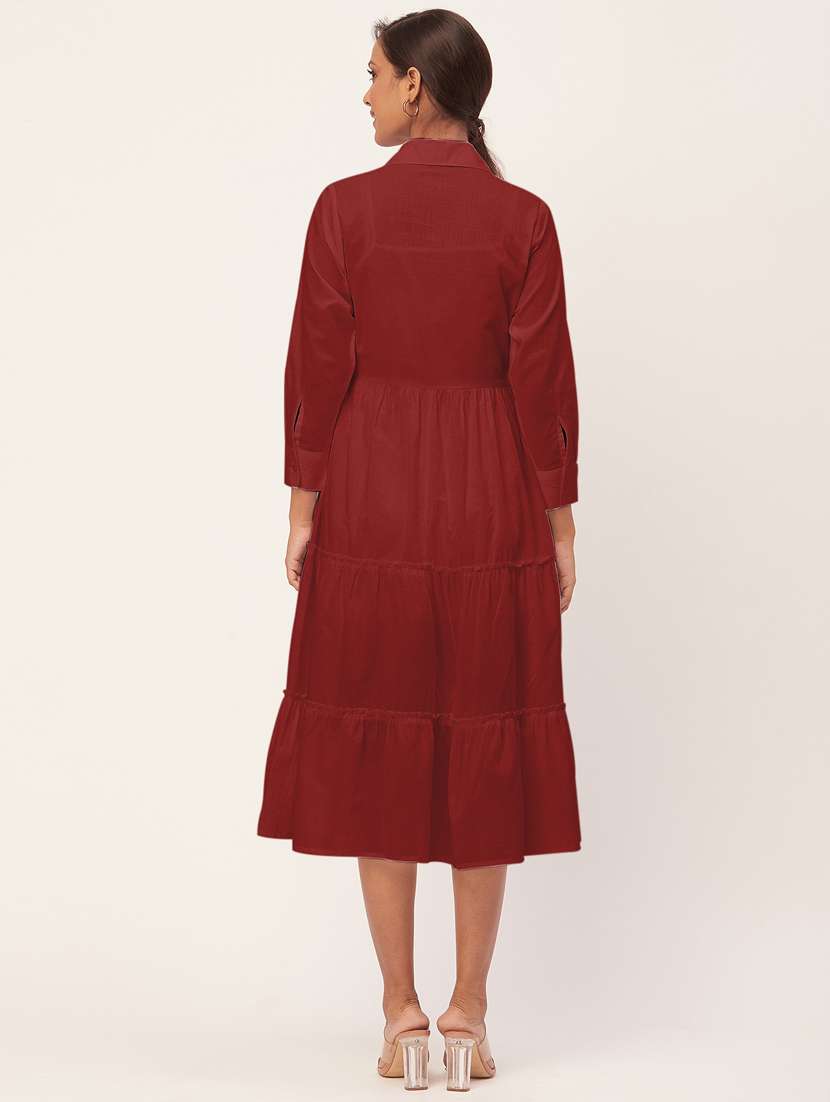 women red cotton tiered dress  - 20409414 -  Standard Image - 3