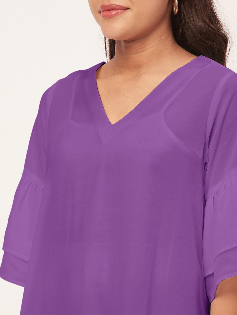 women purple georgette a-line dress - 20409417 - Standard Image - 5