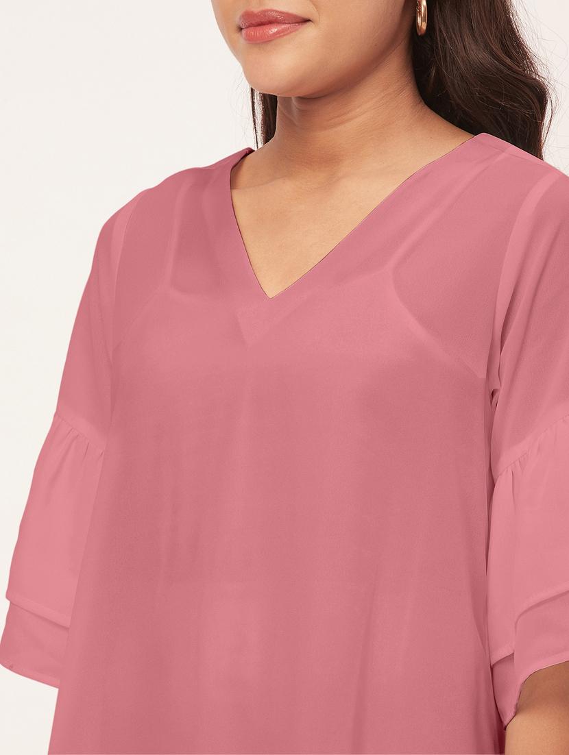 rosewater solid bell sleeves a-line dress - 20409421 - Standard Image - 5