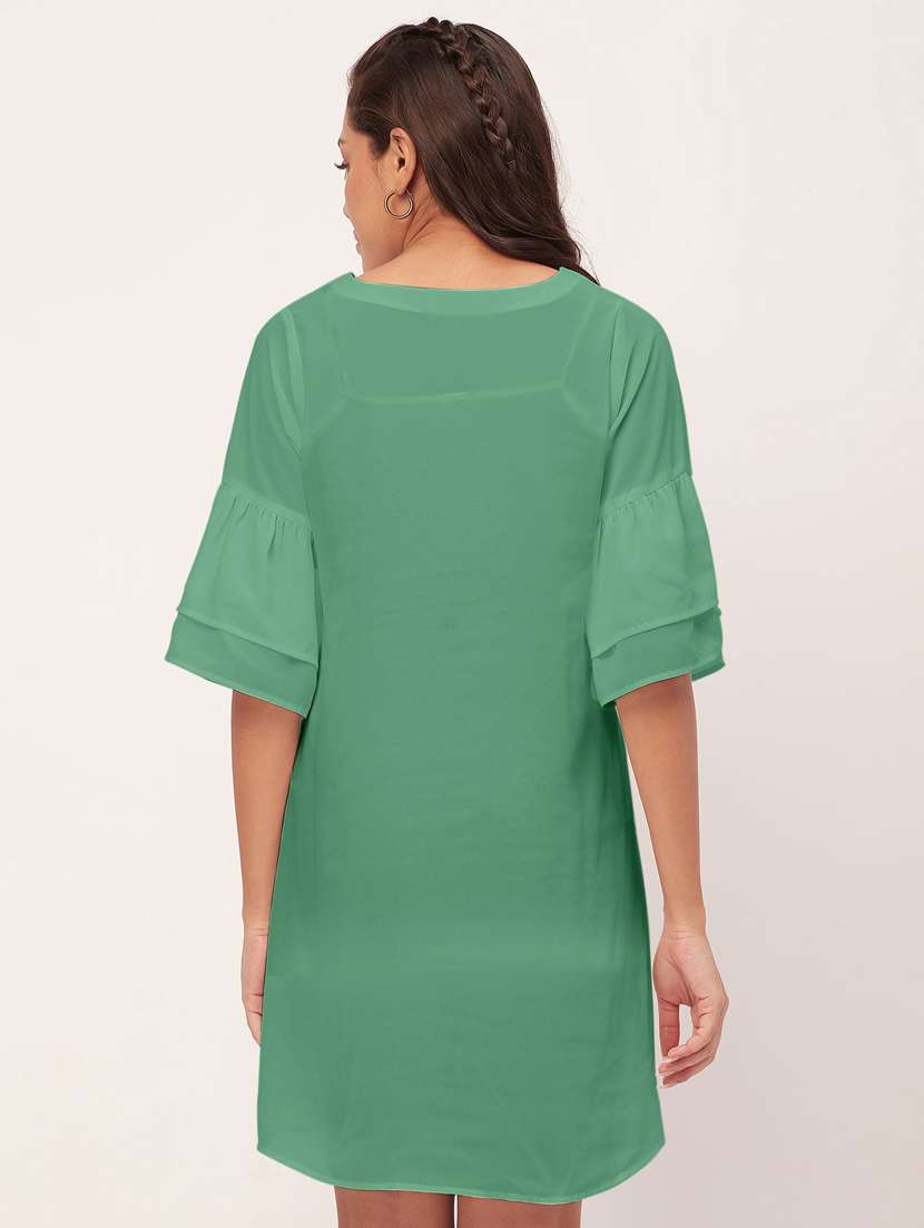 women neo mint georgette a-line dress - 20409422 - Standard Image - 3
