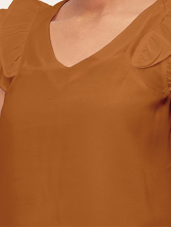 women brown poly moss straight top - 20409560 - Standard Image - 3