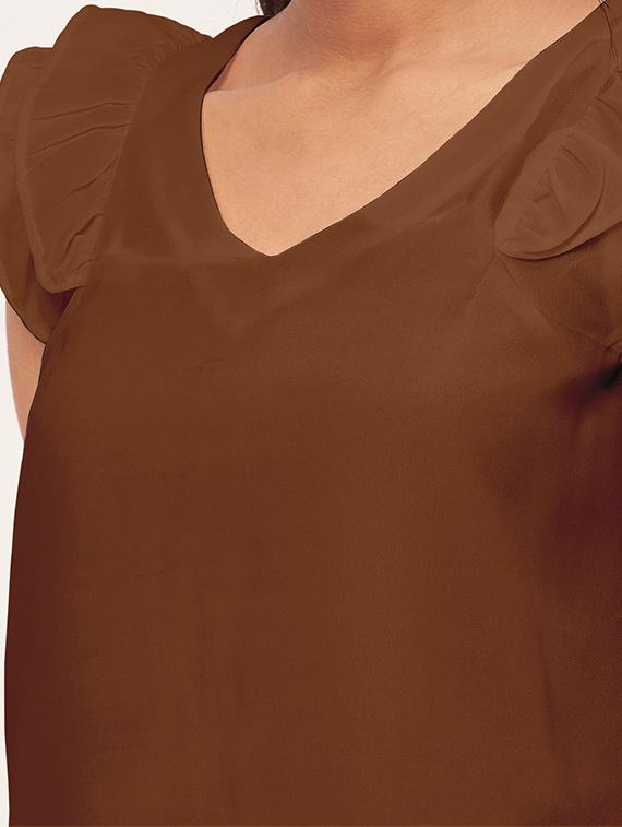 women brown poly moss straight top - 20409564 - Standard Image - 3