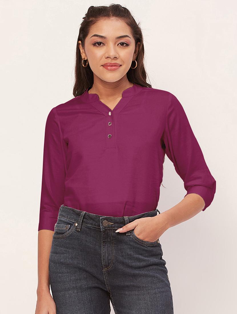 women pink satin regular top - 20409566 - Zoom Image - 0