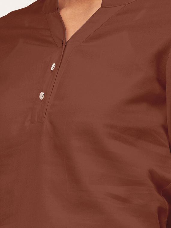 women brown satin regular top - 20409569 - Standard Image - 3