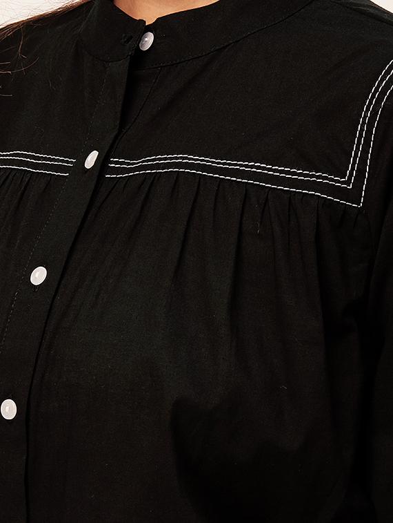 women black cotton straight top - 20409575 - Standard Image - 3