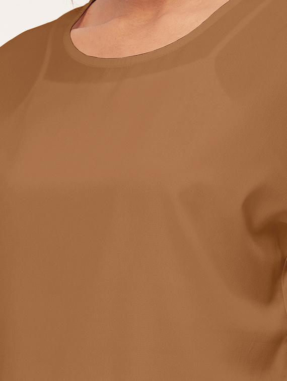 women brown crepe blouson top - 20409579 - Standard Image - 3