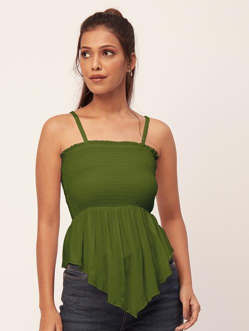 women green rayon peplum top - 20409592 - Standard Image - 0