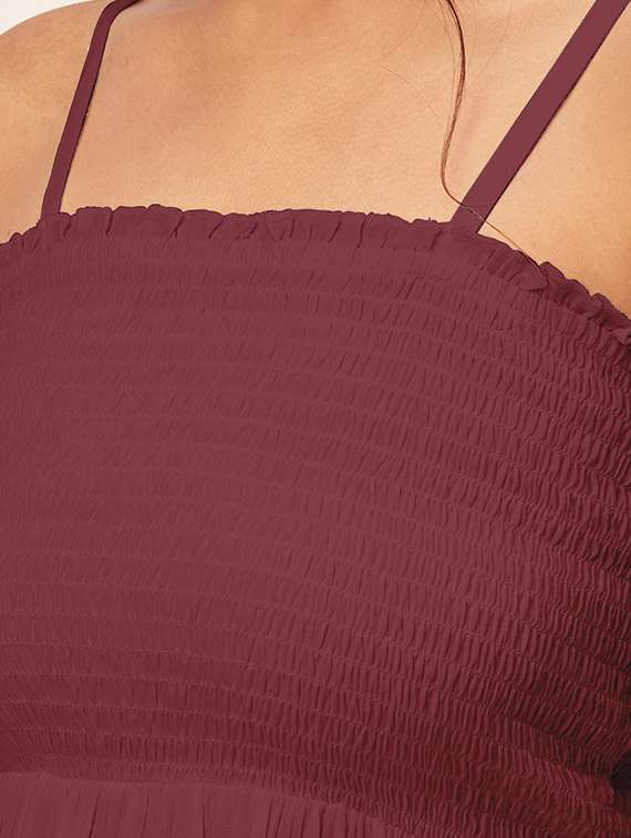 women maroon rayon peplum top - 20409593 - Standard Image - 3