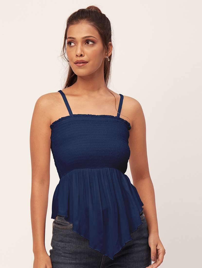 women blue rayon peplum top - 20409595 -  Zoom Image - 0